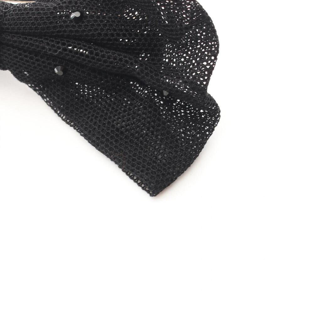 Chanel Coco Mark Ribbon Barrette Accessory, Fabric, Rhinestone, Women's, Black - Picture 4 of 5